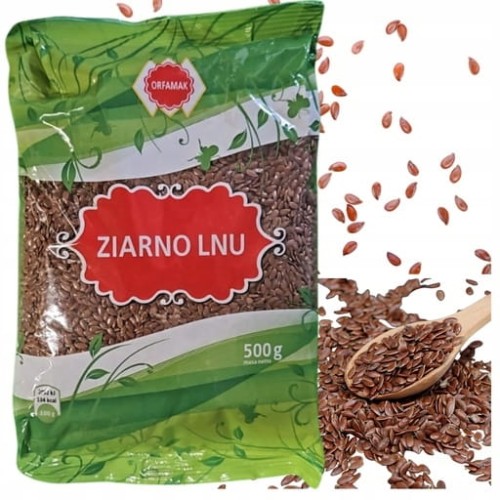 Przejdź do produktu Orfamak Siemię lniane złote Ziarna Len Zawiera Błonnik Zdrowa Żywność 500 g