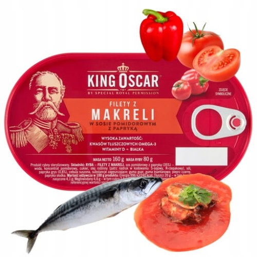 Przejdź do produktu King Oscar Filety z Makreli w Sosie Pomidorowym z Papryką Omega-3 160 g