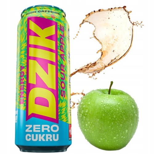 Przejdź do produktu Napój Energetyczny Energetyk DZIK ENERGY Drink SOUR APPLE Zero kcal 500ml