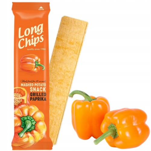 Przejdź do produktu Chipsy Ziemniaczane Long Długie o Smaku Grillowanej Papryki Przekąska 75g