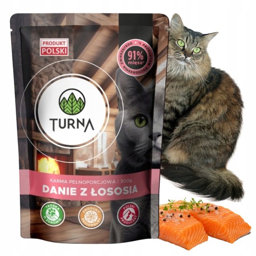 Przejdź do produktu Turna Karma Mokra dla Kota z Łososiem Pełnoporcjowa Saszetka Danie 300g