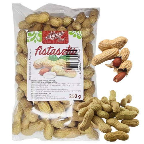 Przejdź do produktu Orzeszki Ziemne Fistaszki Admar Naturalna Przekąska Wysoka Jakość Smaku 250