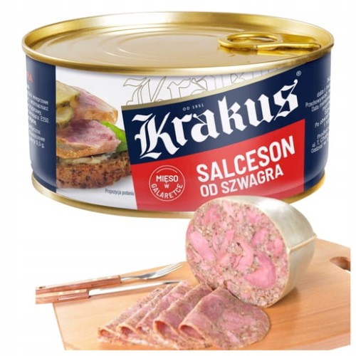 Przejdź do produktu Krakus Salceson Od Szwagra Wyrazista Wędlina O Bogatym Smaku Puszka 300g