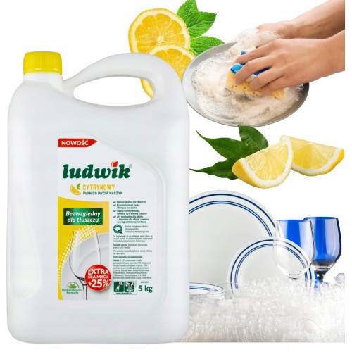 Przejdź do produktu Ludwik Płyn Do Naczyń Cytryna Skuteczny Wydajny I Ekonomiczny Duży Zapas 5l
