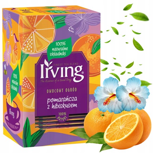 Przejdź do produktu Irving Herbata Owocowa Ekspresowa Pomarańcza z Hibiskusem Aromatyczna 40 g