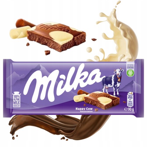 Przejdź do produktu Czekolada Milka Happy Cow Pyszna Łaciata Czekoladowo Mleczna Kremowa 90g