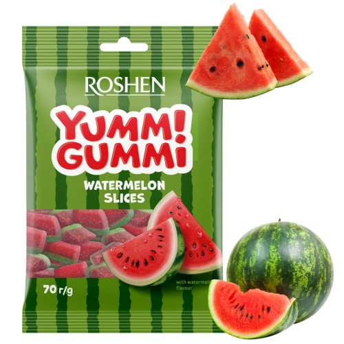 Przejdź do produktu Roshen Yummi Gummi Watermelon Slices Soczyste Żelki Arbuzowe 70g