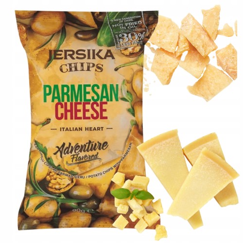 Przejdź do produktu Chipsy Jersika Ser Parmezan Pyszne super Chrupiące Chipsy Ziemniaczane 90g