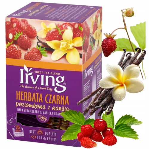 Przejdź do produktu Herbata Irving Aromatyczna Czarna Poziomkowa z Wanilią 30 g 20×1,5 g