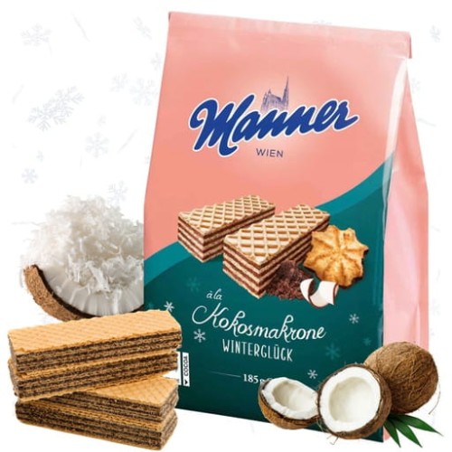 Przejdź do produktu MANER WAFLE NADZ.SMAK KOKOSAN.185G