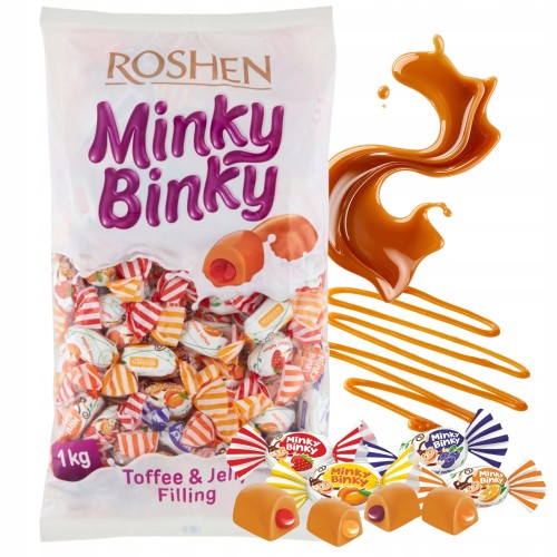 Przejdź do produktu Cukierki Roshen Minky Binky Pyszne Miękkie Owocowe i Kremowe 1kg