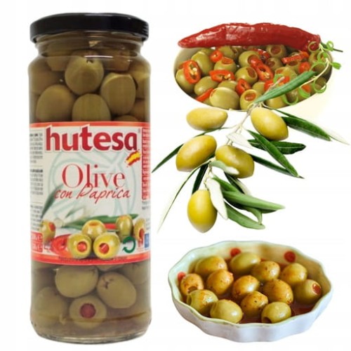 Przejdź do produktu MK Hutesa Oliwki Zielone Nadziewane Pastą Paprykową Naturalny Smak 350 g