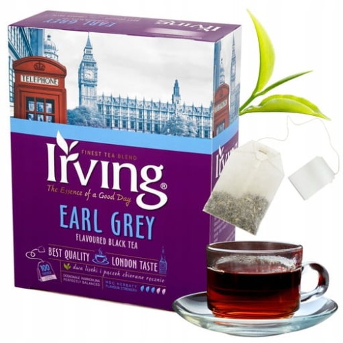 Przejdź do produktu Irving Herbata Czarna Earl Grey Ekspresowa 100 Torebki Aromatyzowana 150 g