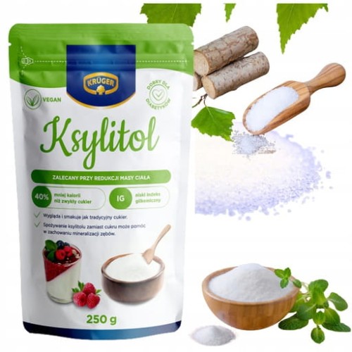 Przejdź do produktu Krüger Ksylitol Słodzik Naturalny Cukier Brzozowy Bez Cukru Zdrowy 250g