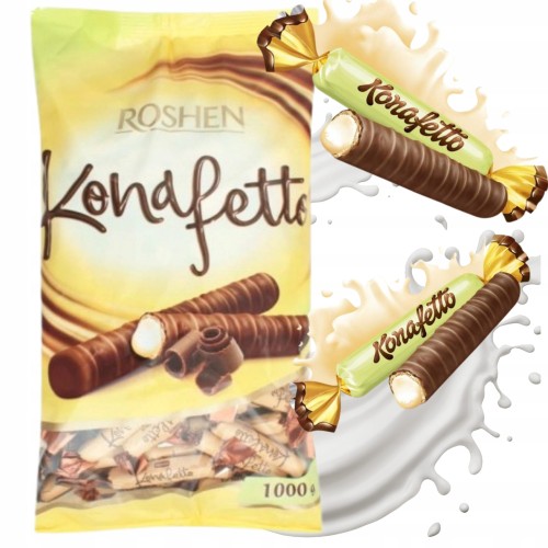 Przejdź do produktu Cukierki Roshen Konafetto Bianco Chrupiące Rurki Z Kremowym Nadzieniem 1kg