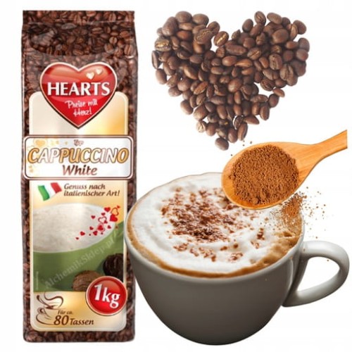 Przejdź do produktu HEARTS Cappuccino White Delikatna Kremowa Kawa Instant Biała Czekolada 1kg