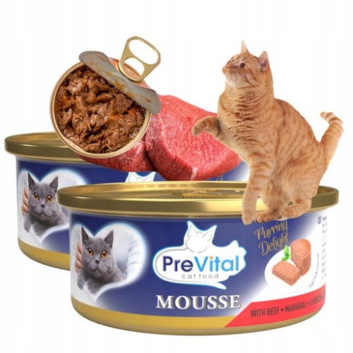Przejdź do produktu PreVital Mousse Z Wołowiną Pyszna i Zbilansowana Karma dla Kota 85g