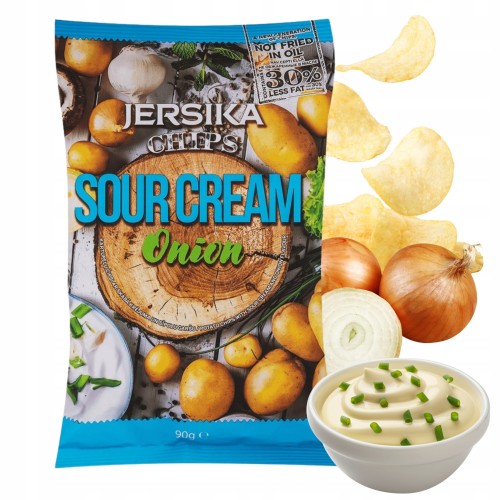 Przejdź do produktu Chipsy Jersika Śmietana Z Cebulą Intensywnie Mocno Chrupiące Chipsy 90 g
