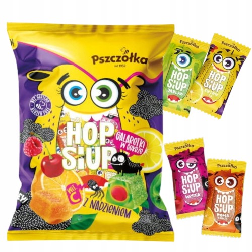 Przejdź do produktu Cukierki Pszczółka Hop Siup Galaretki W Cukrze Owocowe Mix Smaków 1KG