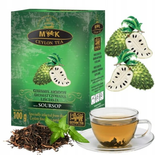 Przejdź do produktu MK Herbata Zielona Aromatyzowana Liściasta o Smaku Gravioli Ceylon Tea 100g