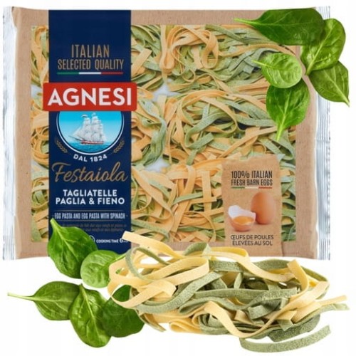 Przejdź do produktu Castelli Agnesi Makaron Wstążki Włoski Tagliatelle Szpinak Do Dań 250 g