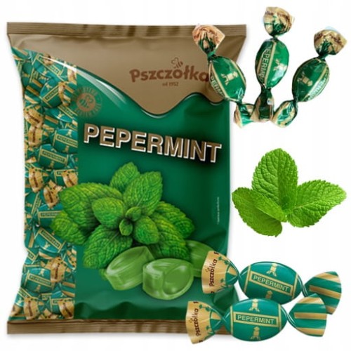 Przejdź do produktu Cukierki Miętowe Pszczółka Pepermint Karmelki z Nadzieniem Mietowym 1kg