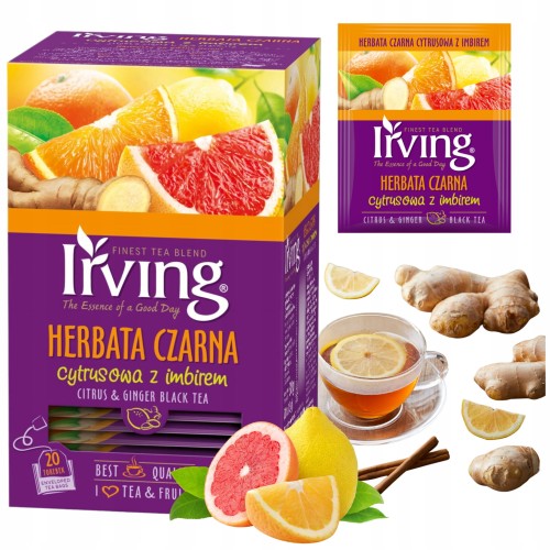 Przejdź do produktu Irving Herbata Czarna Ekspresowa Cytrusowa z Imbirem Aromat Ekspresowa 30g