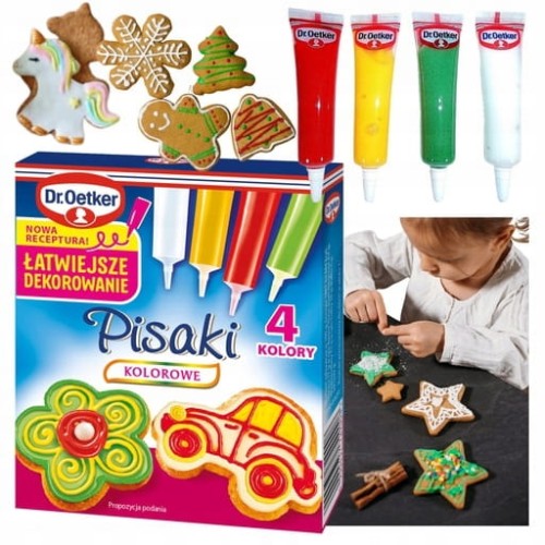 Przejdź do produktu Dr. Oetker Pisaki Cukiernicze Dekoracyjne Kolorowe Cukrowe 4 tubki 68 g