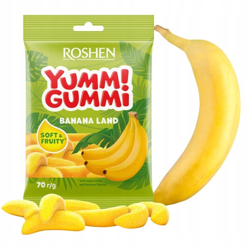 Przejdź do produktu ROSHEN Yummi Gummi Banana Pyszne Żelki Owowcowa Przygoda O Smaku Banana 70g