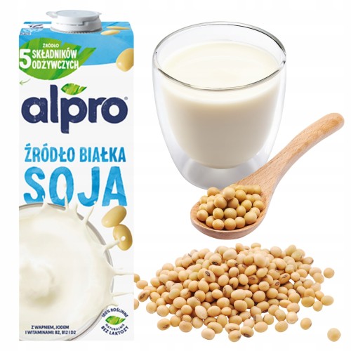 Przejdź do produktu Alpro Napój Sojowy Niesłodzony Proteinowy Danone Bez Laktozy Wegański 1l