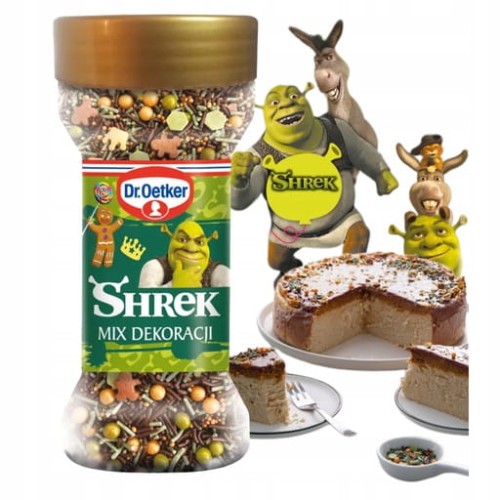 Przejdź do produktu Dr. Oetker Shrek Mix Dekoracji Kolorowe Posypki Do Ciast I Deserów 52 g