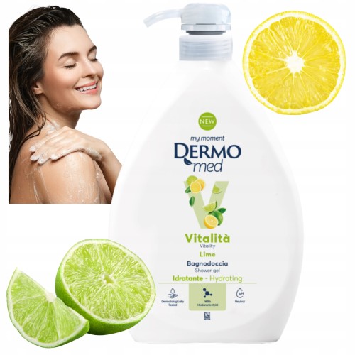 Przejdź do produktu Włoski żel Pod Prysznic do Ciała Dermomed Limonka z Pompką 1000 ml