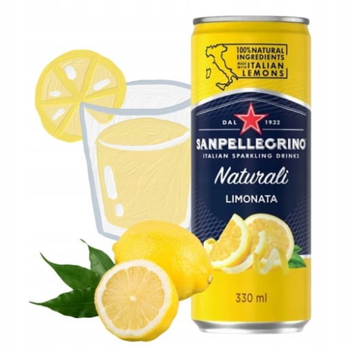 Przejdź do produktu Napój SAN PELLEGRINO Limonata Gazowany Włoski Bezalkoholowy Cytryna 330ml