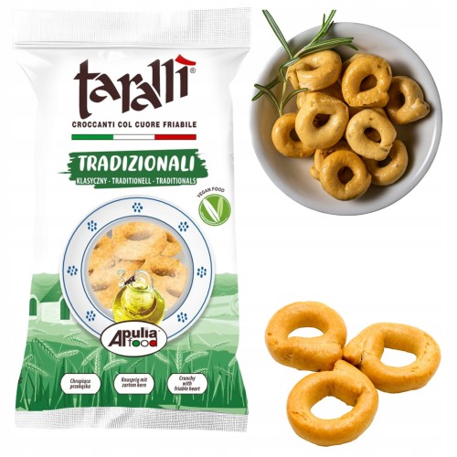 Przejdź do produktu Tarallini klasyczne Włoskie Chlebki Chrupiąca Przekąska Naturalne 100g