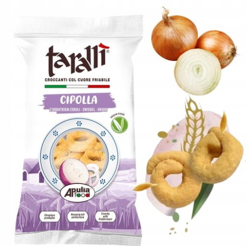 Przejdź do produktu Tarallini z CEBULĄ Włoskie Chlebki Chrupiąca Przekąska Smak 100g Taralli