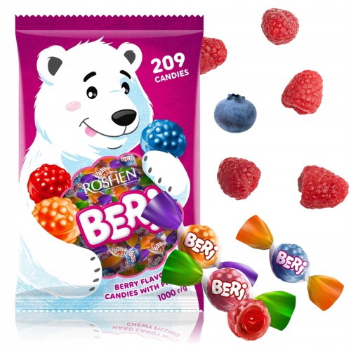 Przejdź do produktu Roshen Cukierki Beri Karmelki Twarde Nadziewane Owocowe Mix 1000 g