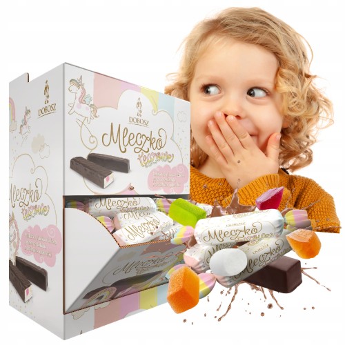 Przejdź do produktu Mleczko Tęczowe w Czekoladzie z Galaretką Cukierki MIX Smaków Dobosz 2kg