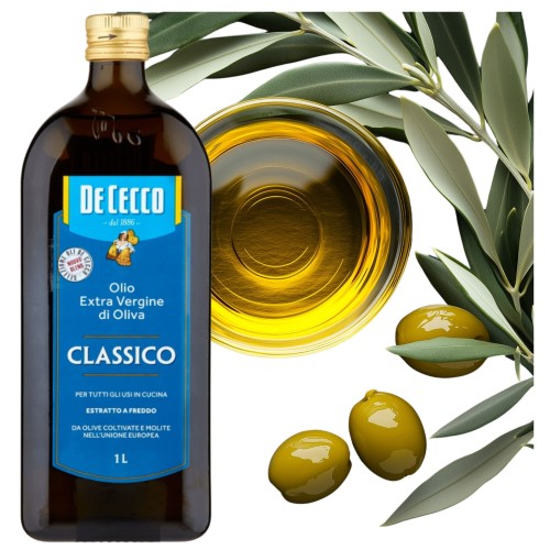 Przejdź do produktu Oliwa z oliwek extra virgin Classico De Cecco1000 ml Idealna do Sałatek Ryb
