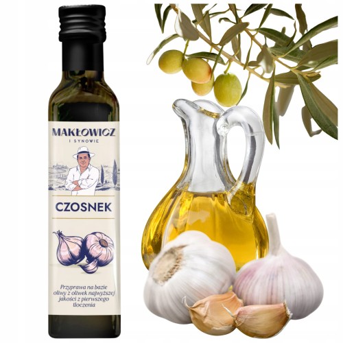 Przejdź do produktu Makłowicz I Synowie Oliwa Z Oliwek Z Aromatem Czosnku Podkreśla Smak 0,25 L