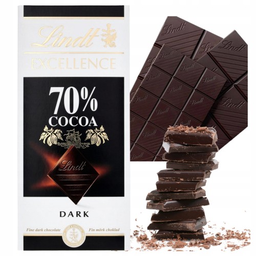 Przejdź do produktu Lindt Excellence 70% Cocoa Czekolada Gorzka Kakao Naturalna Pyszna 100g