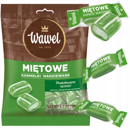 Przejdź do produktu Wawel Cukierki Karmelki Miętowe Orzeźwiające Nadziewane Tradycja Smaku 1kg