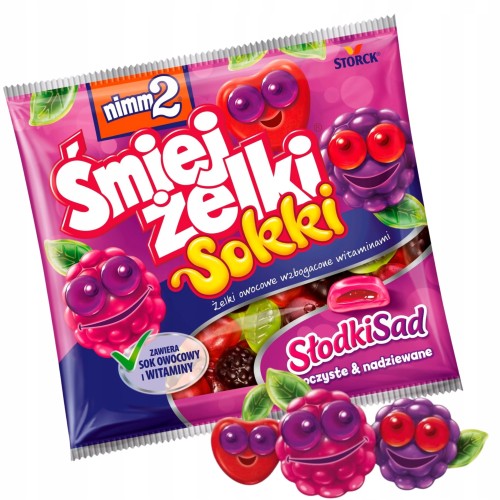 Przejdź do produktu Nimm2 Śmiejżelki SOKKI Żelki Słodki Sad Nadziewane Idealne dla Dzieci 90g