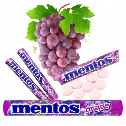 Przejdź do produktu Mentos Grape Cukierki Do Żucia O Soczystym Świeżym Smaku Winogrona 4x37,5g