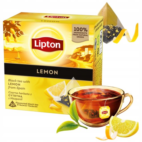 Przejdź do produktu Lipton Cytryna Herbata Czarna z Cytryną z Hiszpanii Ekspresowa 20 Piramidek