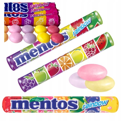 Przejdź do produktu Mentos Cukierki Dropsy Rainbow Owocowe Smak Soczystych Owoców 37,5G