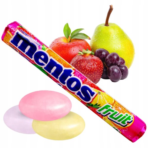 Przejdź do produktu Mentos Fruit Cukierki Do Żucia O Pysznym Soczystym Smaku Owocowym 4x38 g