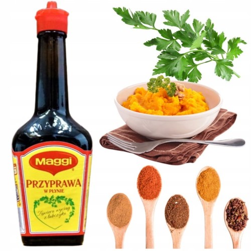 Przejdź do produktu Maggi Przyprawa W Płynie Do Zup Sosów Sałatek Nadająca Smaku Lubczyk 960g
