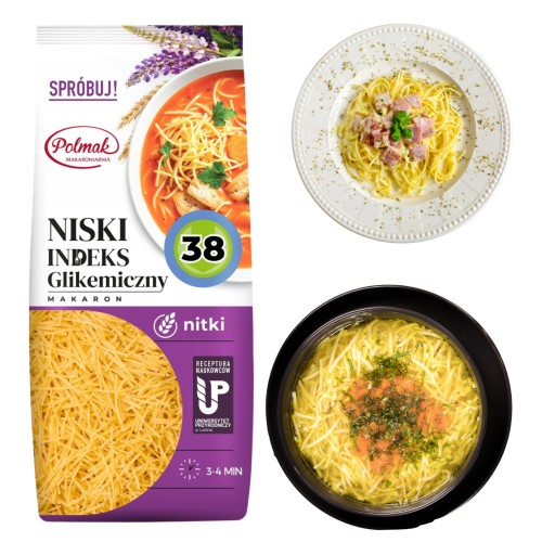 Przejdź do produktu Polmak Makaron Klasyczny Uniwersalny o Niskim Indeksie Glikemicznym Nitki