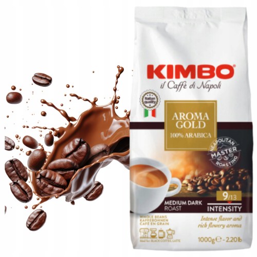 Przejdź do produktu Kawa Ziarnista Kimbo Aroma Gold 1kg 100% Arabica Stopień Palenia - Średni