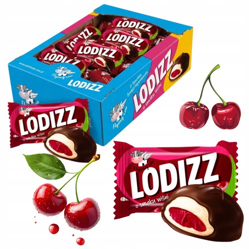 Przejdź do produktu LODIZZ Cukierki w Czekoladzie o Smaku Wiśni Flying cow Duże Opakowanie 1000